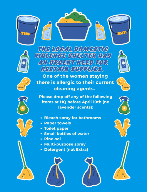 Blue Yellow Green Colorful Cleaning Supplies Drive